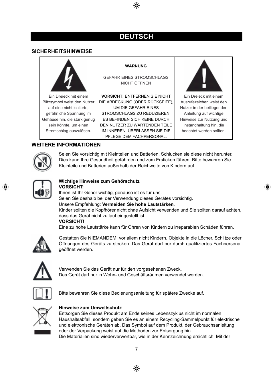 Deutsch | Konig Electronic Retro radio with Bluetooth wireless technology User Manual | Page 7 / 94