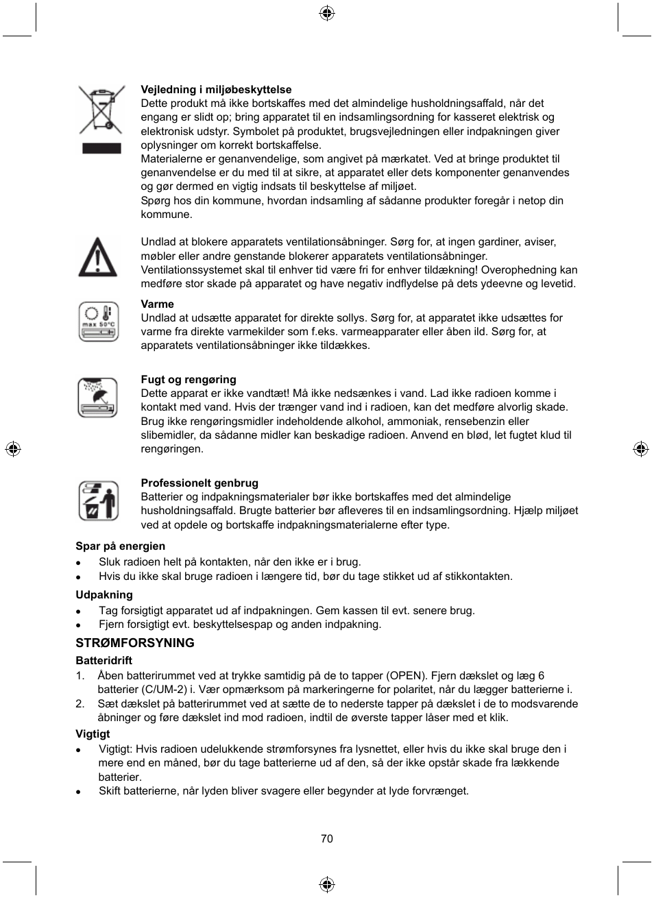 Strømforsyning | Konig Electronic Retro radio with Bluetooth wireless technology User Manual | Page 70 / 94