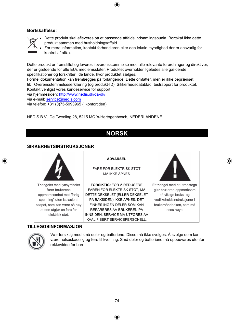 Norsk | Konig Electronic Retro radio with Bluetooth wireless technology User Manual | Page 74 / 94