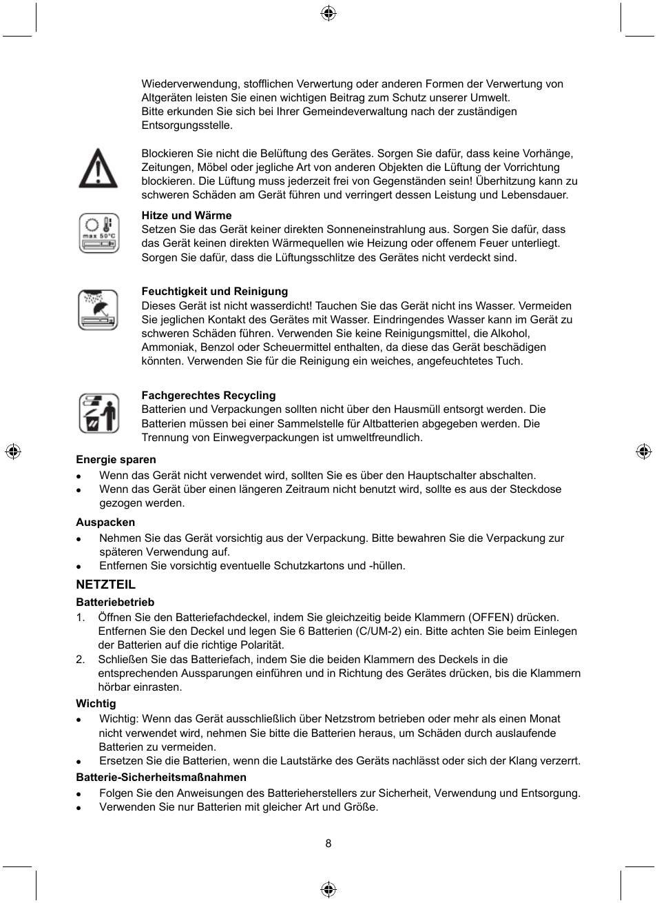 Netzteil | Konig Electronic Retro radio with Bluetooth wireless technology User Manual | Page 8 / 94