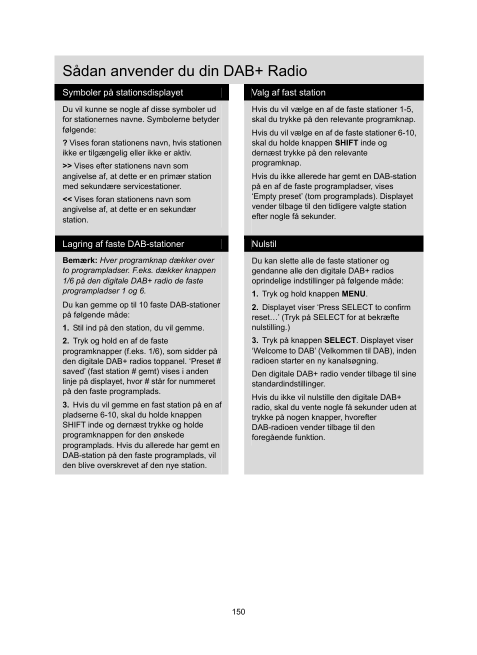 Sådan anvender du din dab+ radio | Konig Electronic DAB+ retro radio User Manual | Page 150 / 201