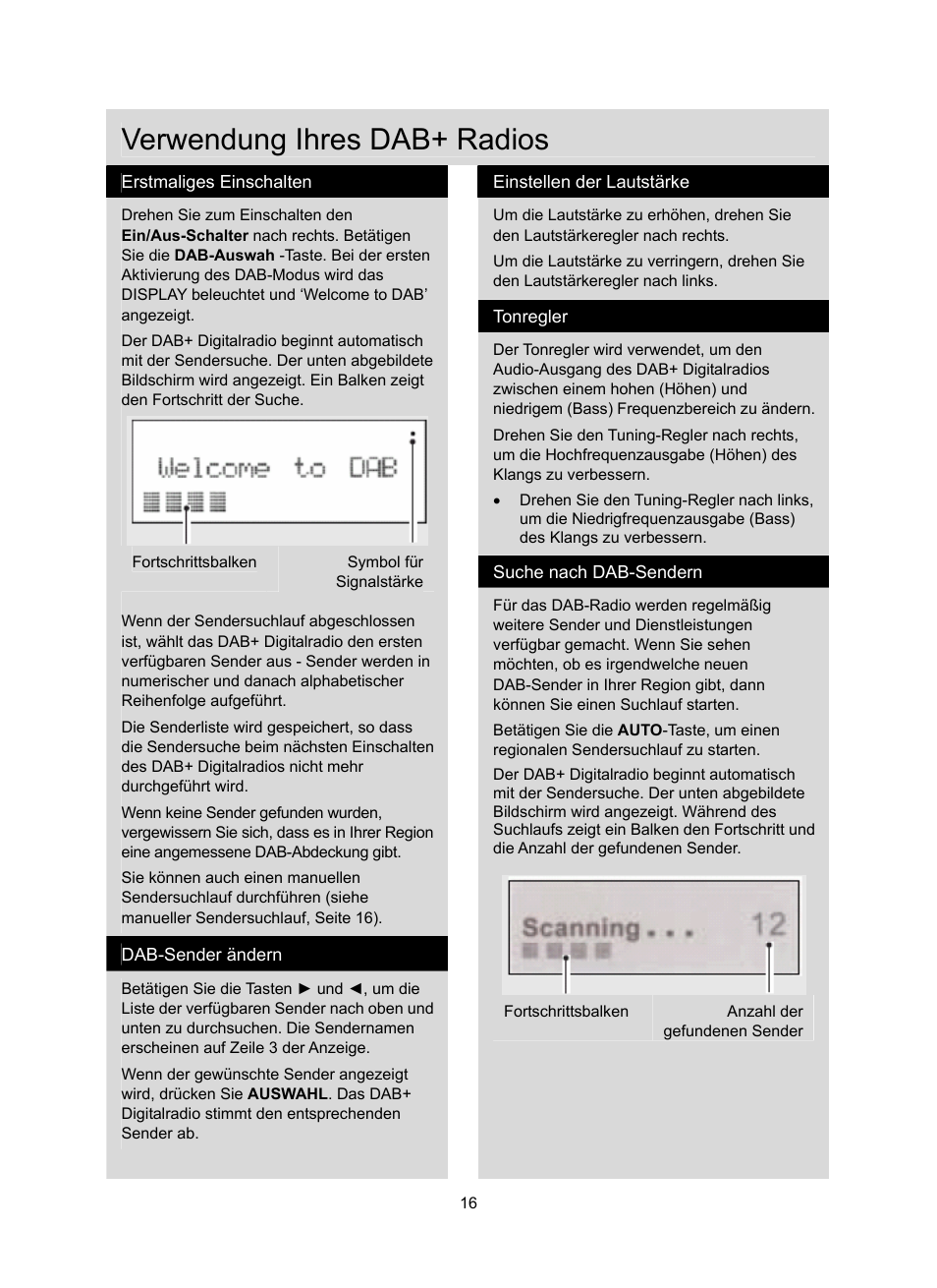 Verwendung ihres dab+ radios | Konig Electronic DAB+ retro radio User Manual | Page 16 / 201