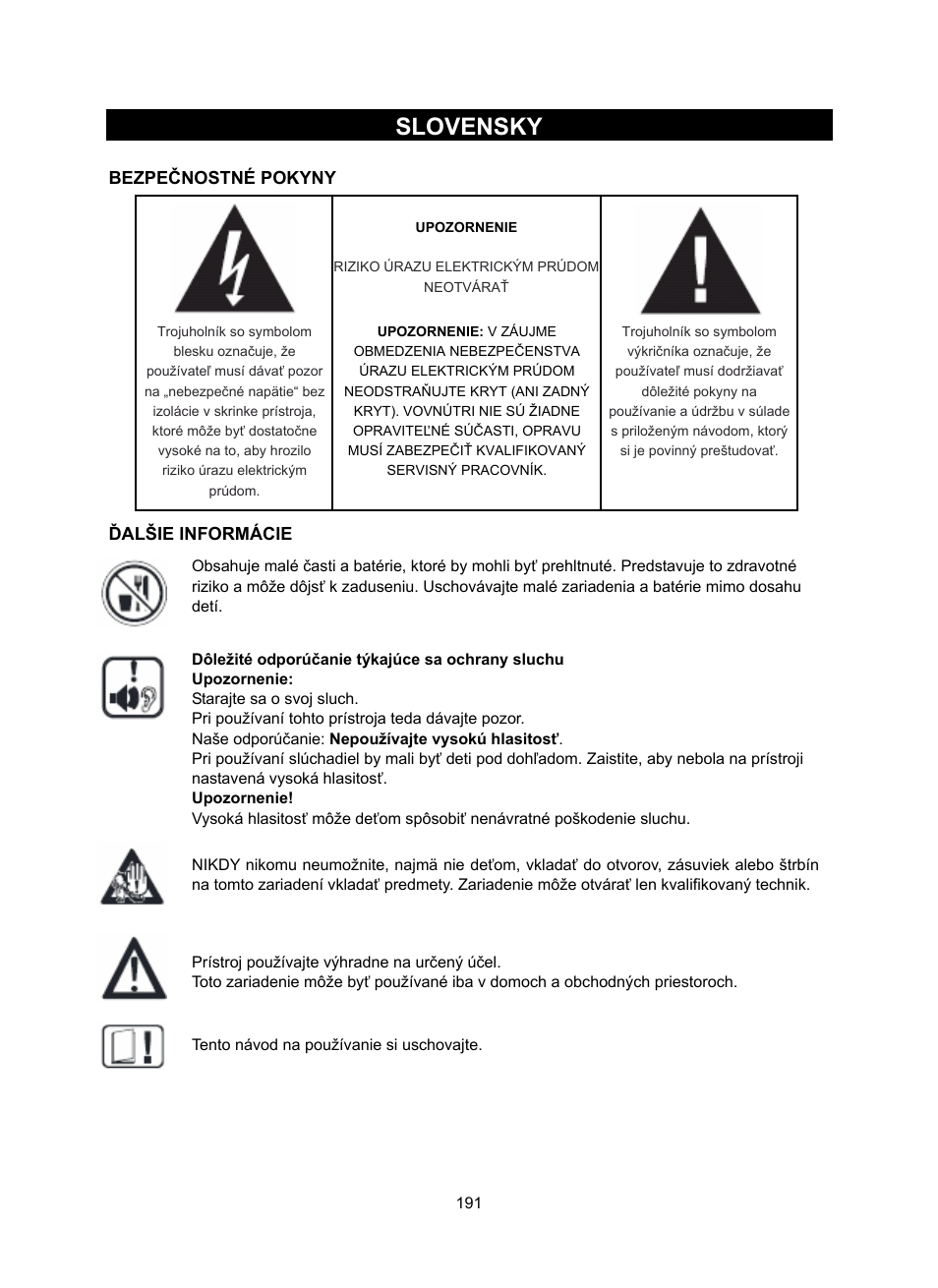 Slovensky | Konig Electronic DAB+ retro radio User Manual | Page 191 / 201