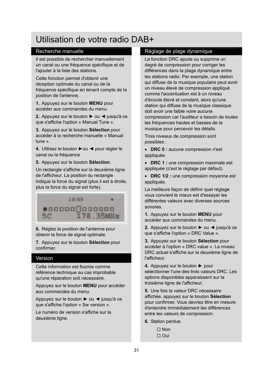 Utilisation de votre radio dab | Konig Electronic DAB+ retro radio User Manual | Page 31 / 201