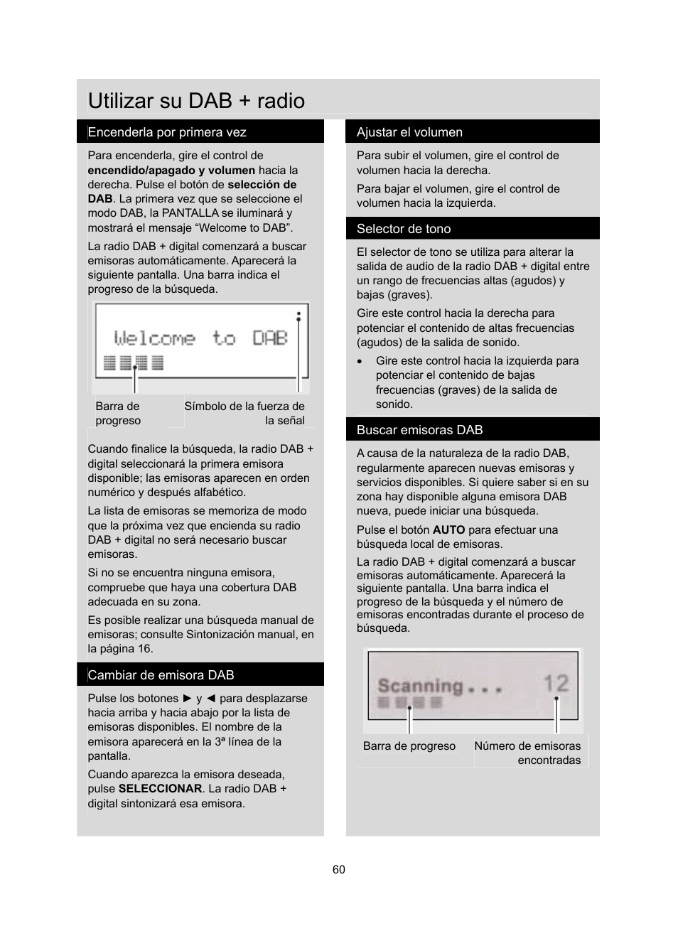 Utilizar su dab + radio | Konig Electronic DAB+ retro radio User Manual | Page 60 / 201