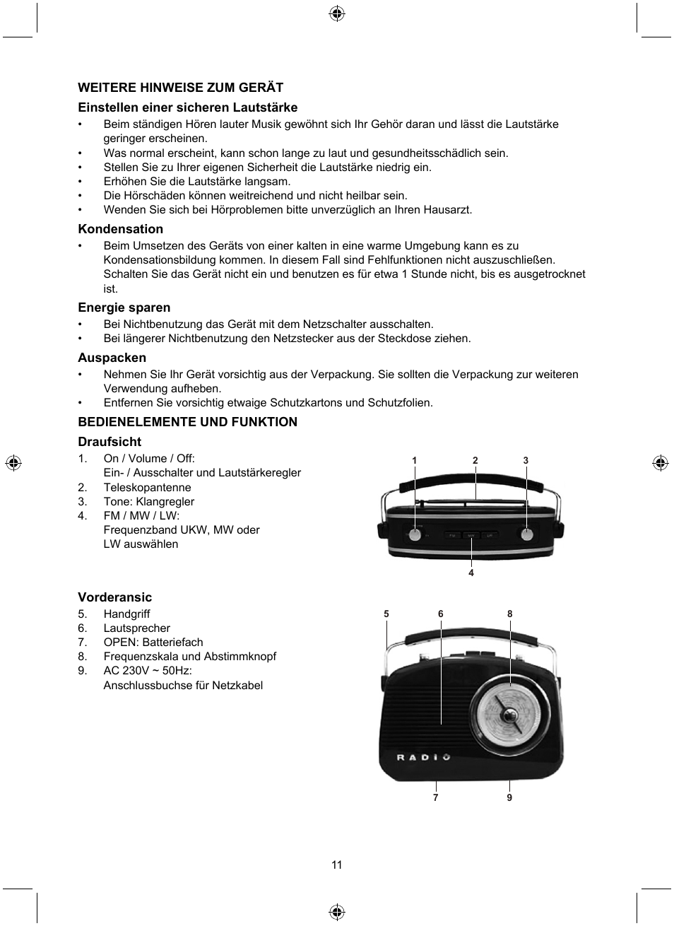 Konig Electronic Retro design AM/FM radio ivory User Manual | Page 11 / 116
