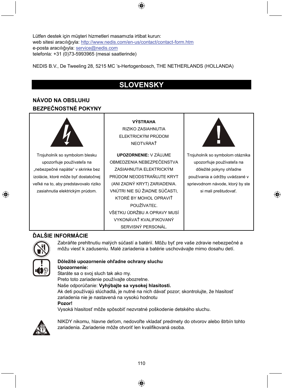 Slovensky | Konig Electronic Retro design AM/FM radio ivory User Manual | Page 110 / 116