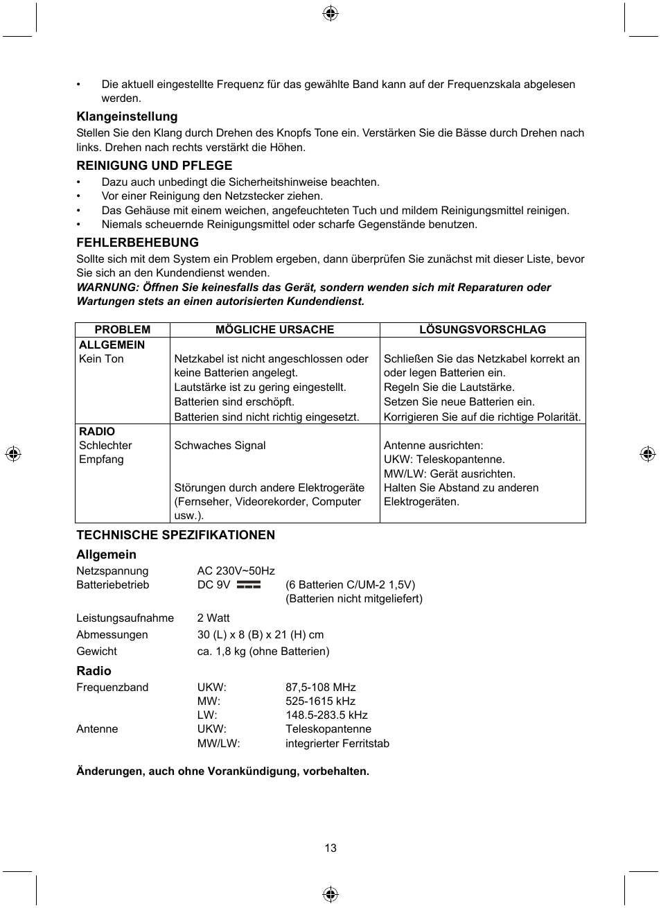 Konig Electronic Retro design AM/FM radio ivory User Manual | Page 13 / 116