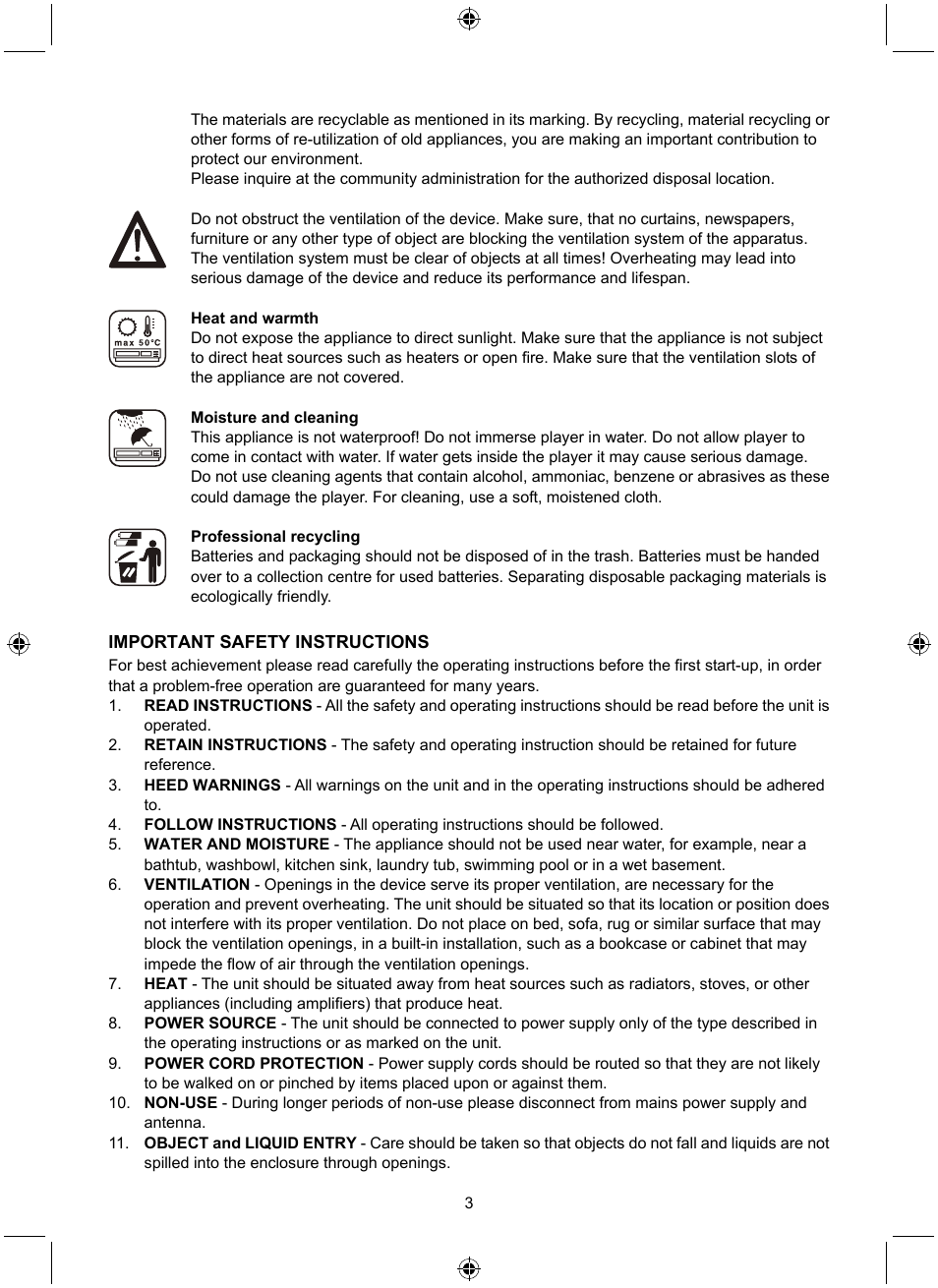 Konig Electronic Retro design AM/FM radio ivory User Manual | Page 3 / 116