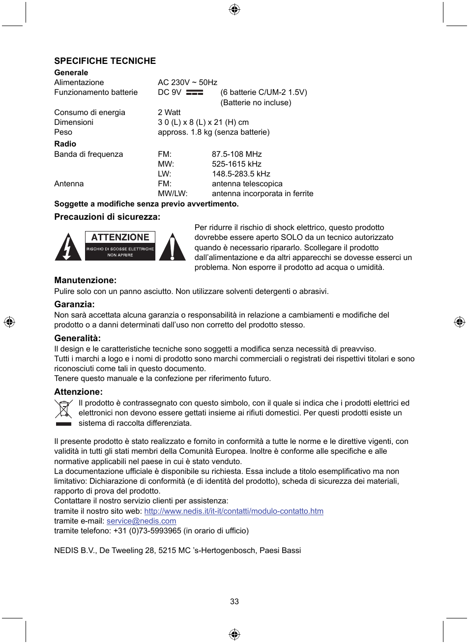 Konig Electronic Retro design AM/FM radio ivory User Manual | Page 33 / 116