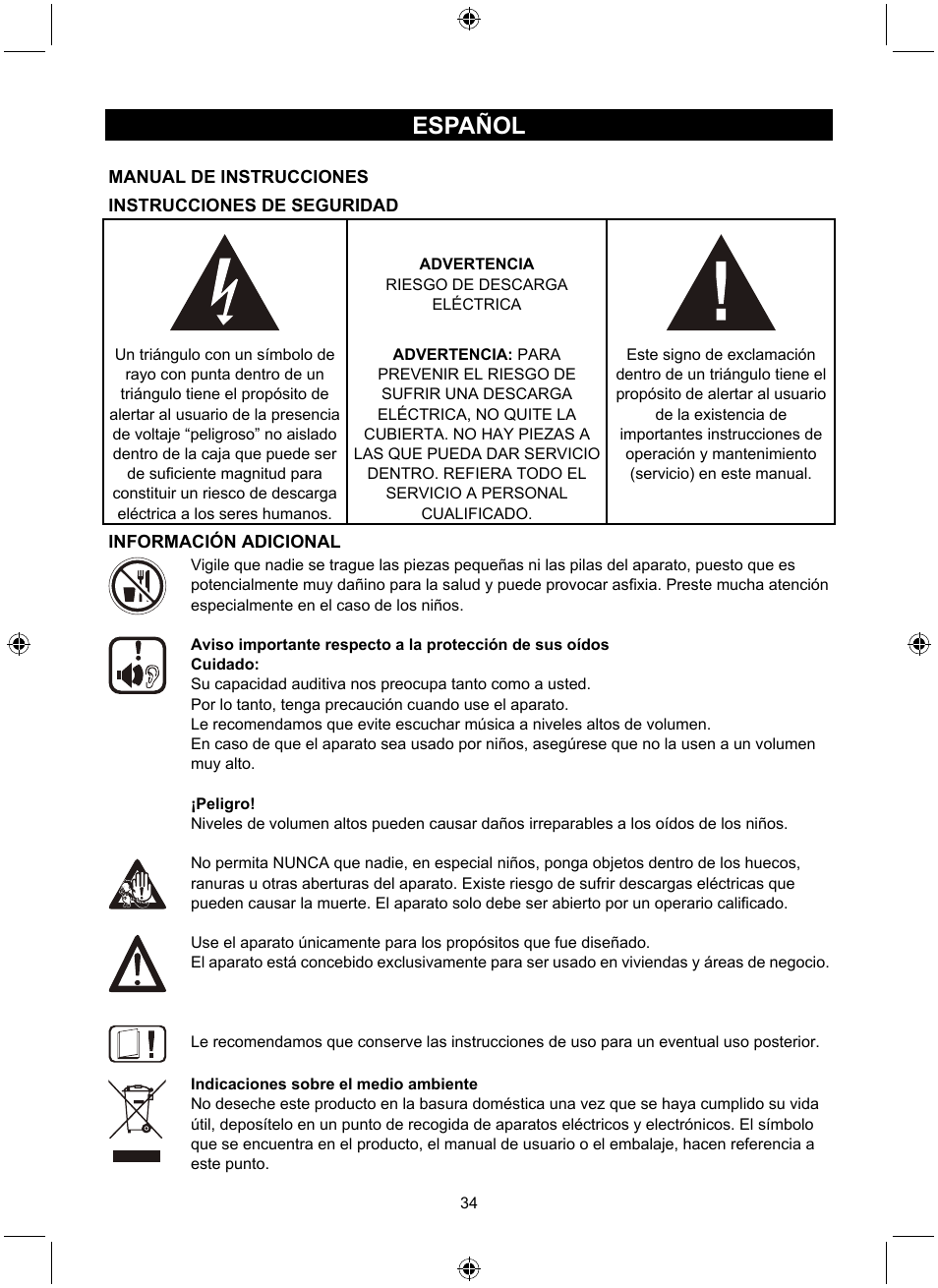 Español | Konig Electronic Retro design AM/FM radio ivory User Manual | Page 34 / 116