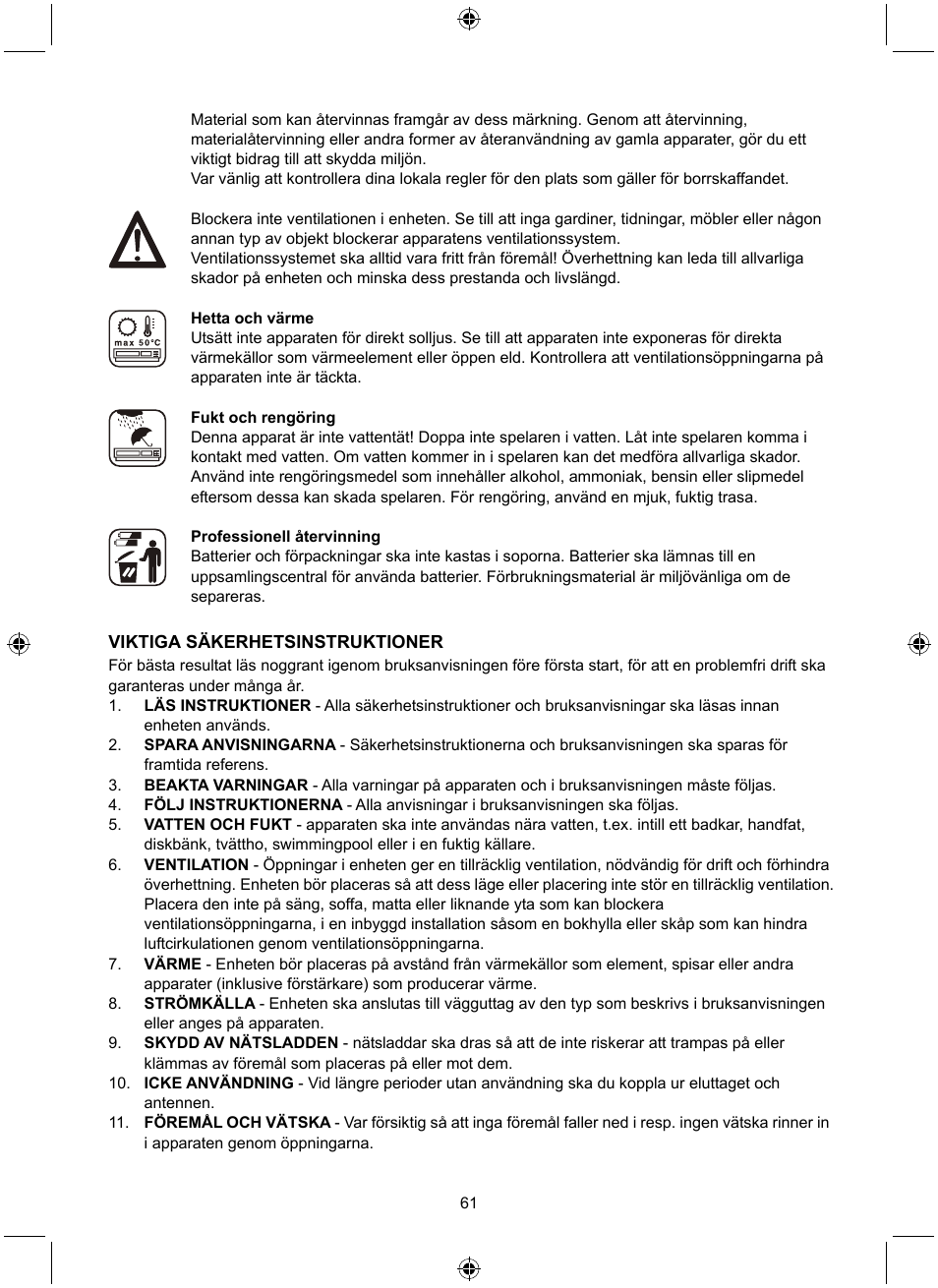 Konig Electronic Retro design AM/FM radio ivory User Manual | Page 61 / 116