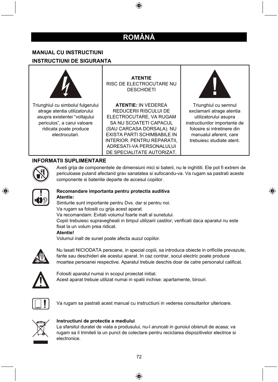 Română | Konig Electronic Retro design AM/FM radio ivory User Manual | Page 72 / 116