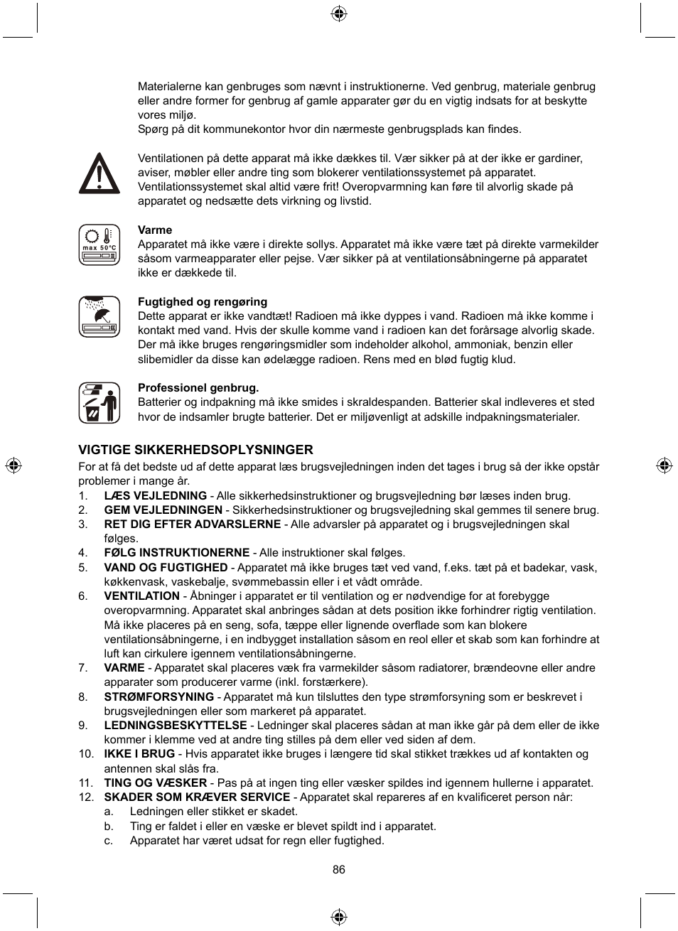 Konig Electronic Retro design AM/FM radio ivory User Manual | Page 86 / 116