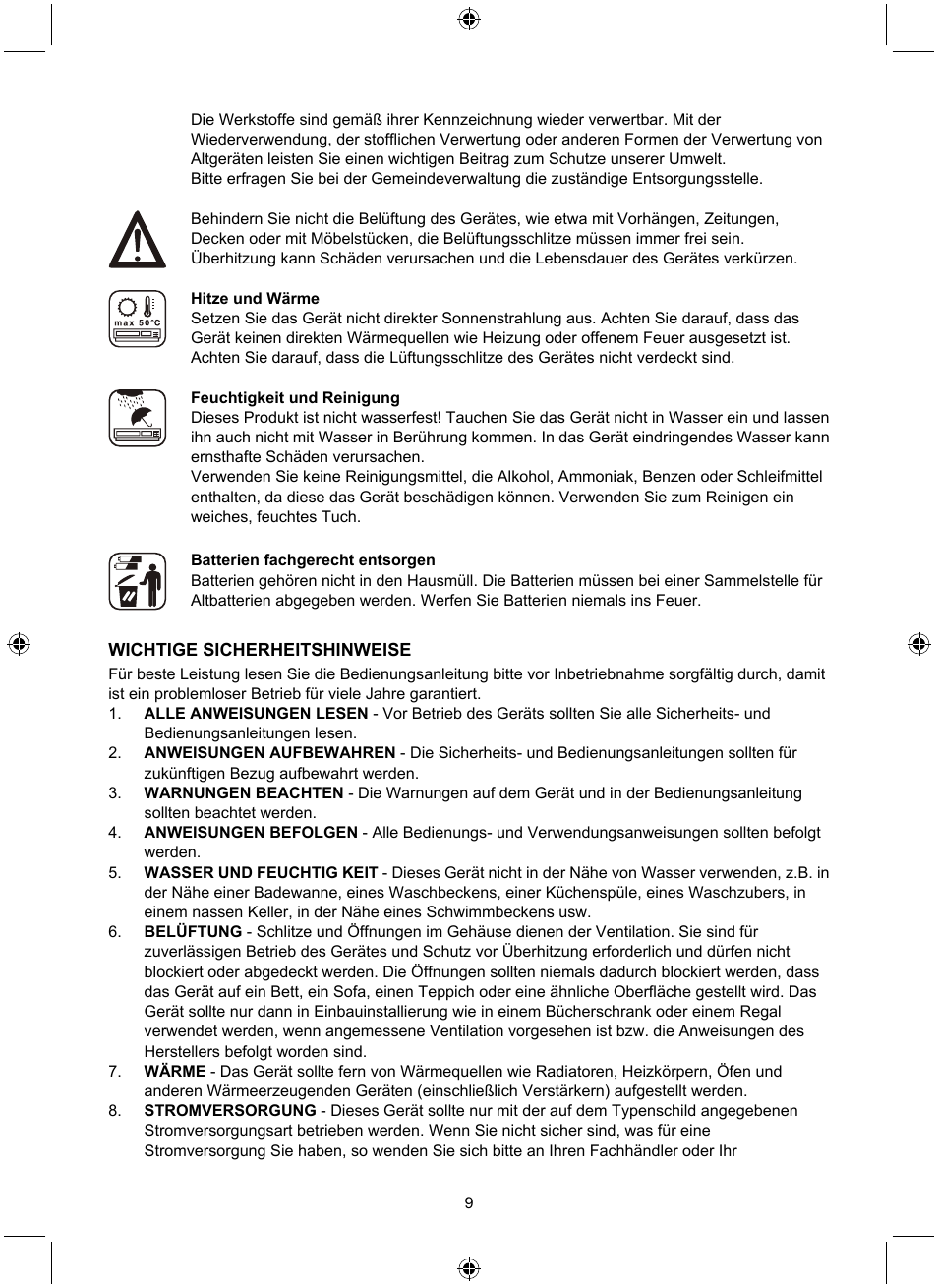 Konig Electronic Retro design AM/FM radio ivory User Manual | Page 9 / 116