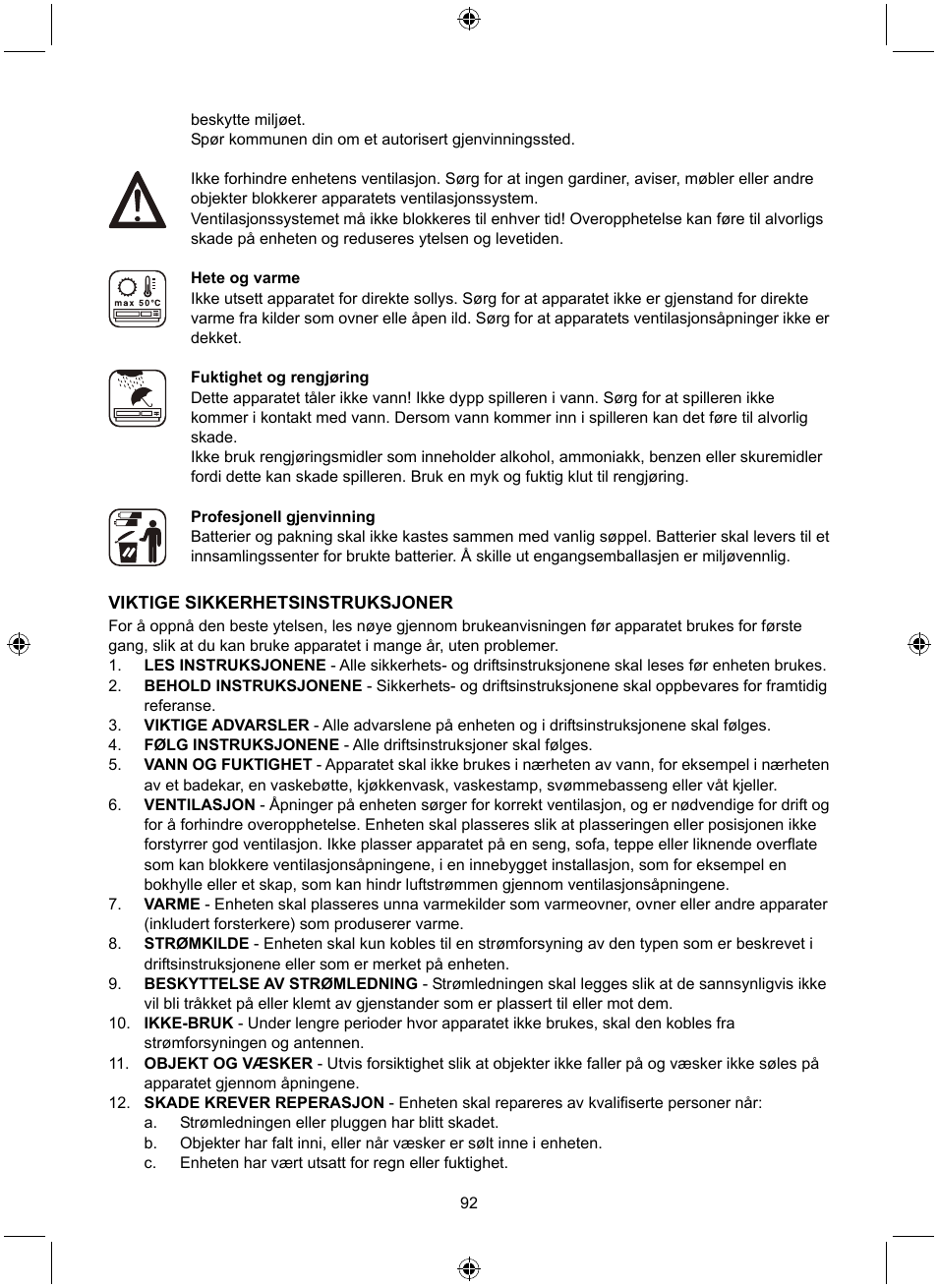 Konig Electronic Retro design AM/FM radio ivory User Manual | Page 92 / 116