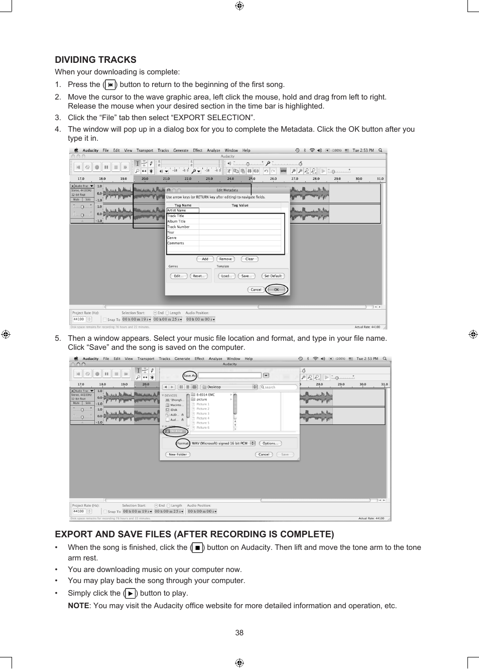 Konig Electronic USB turntable with speakers User Manual | Page 38 / 42