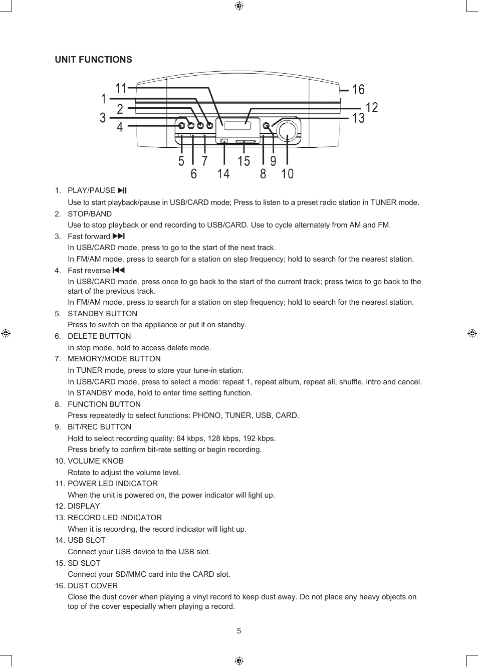 Konig Electronic USB turntable with speakers User Manual | Page 5 / 42