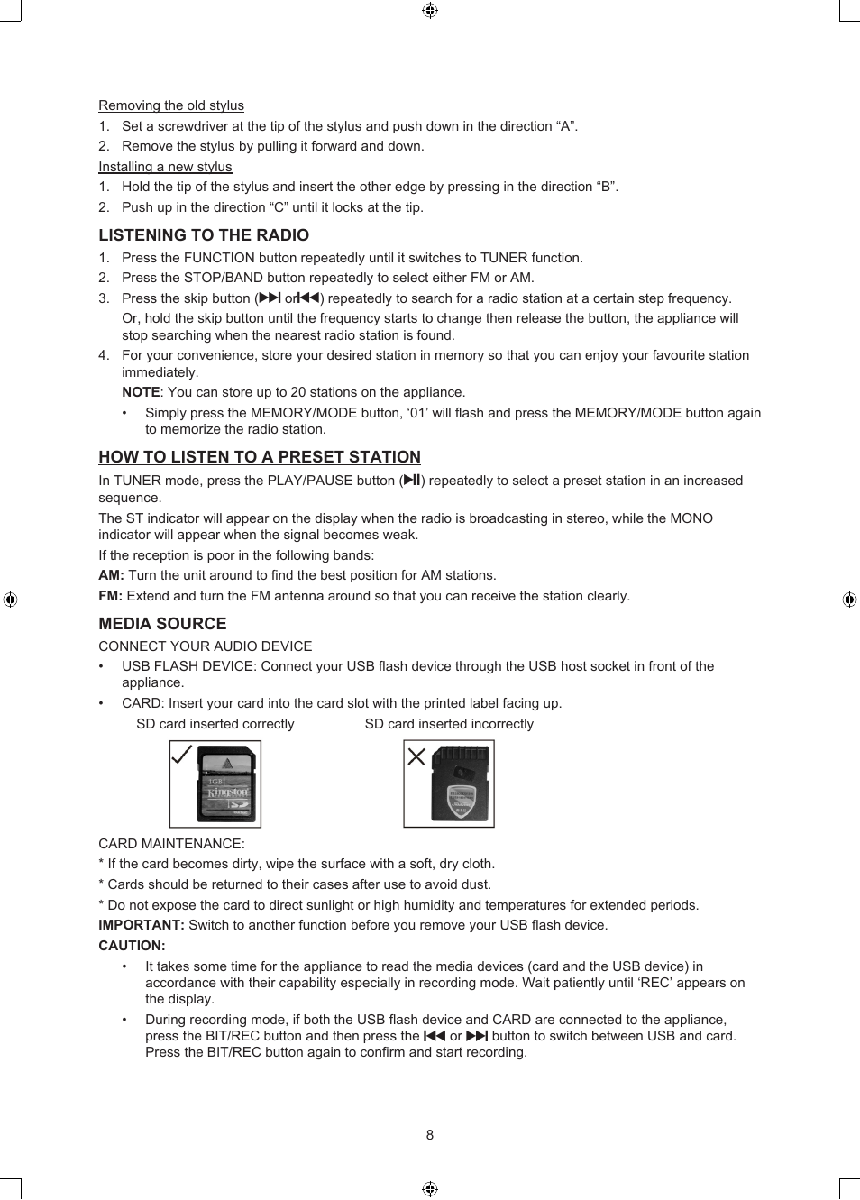 Konig Electronic USB turntable with speakers User Manual | Page 8 / 42