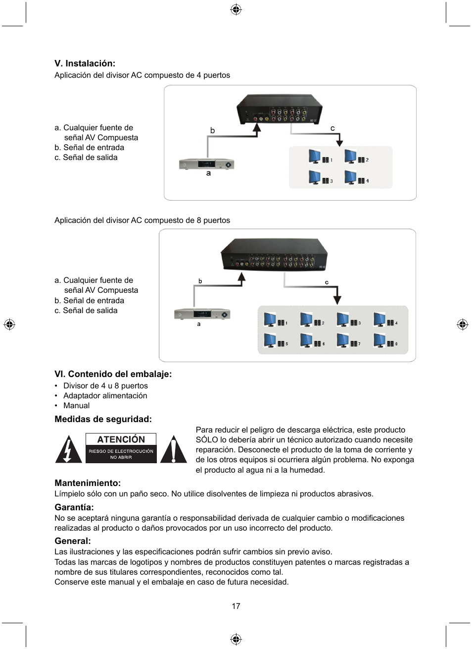 Konig Electronic 8 port composite audio/video splitter User Manual | Page 17 / 40