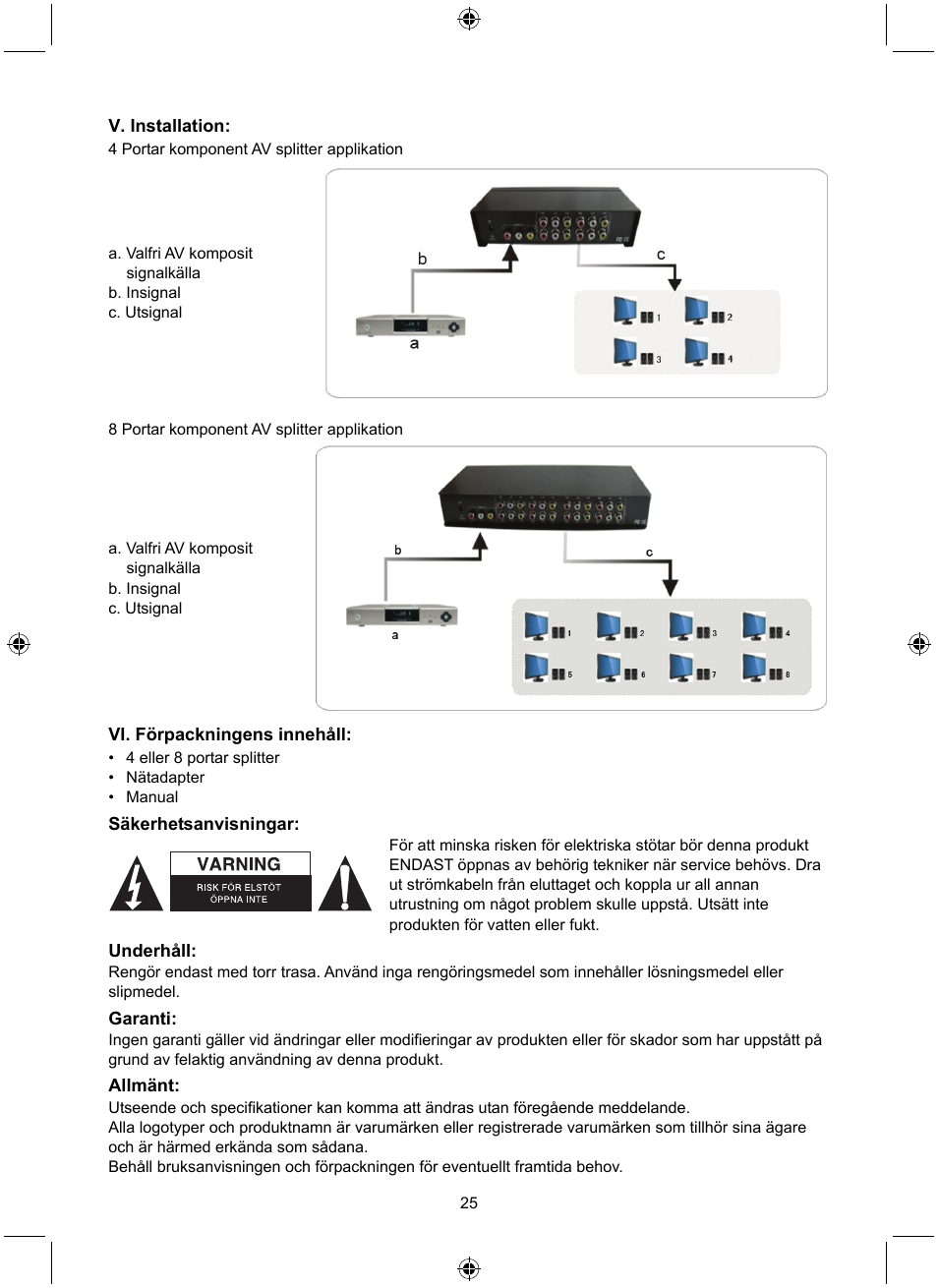 Konig Electronic 8 port composite audio/video splitter User Manual | Page 25 / 40