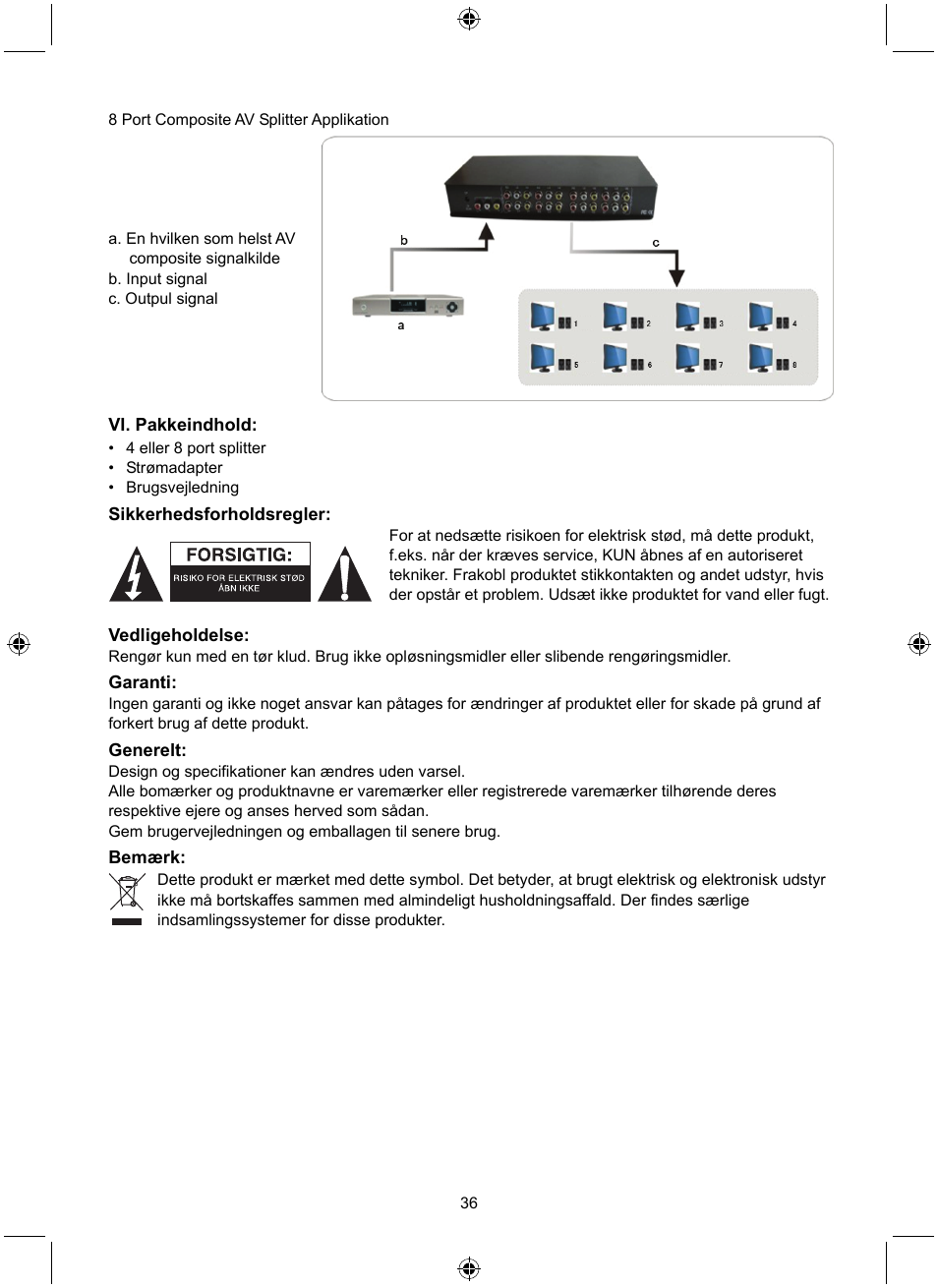 Konig Electronic 8 port composite audio/video splitter User Manual | Page 36 / 40