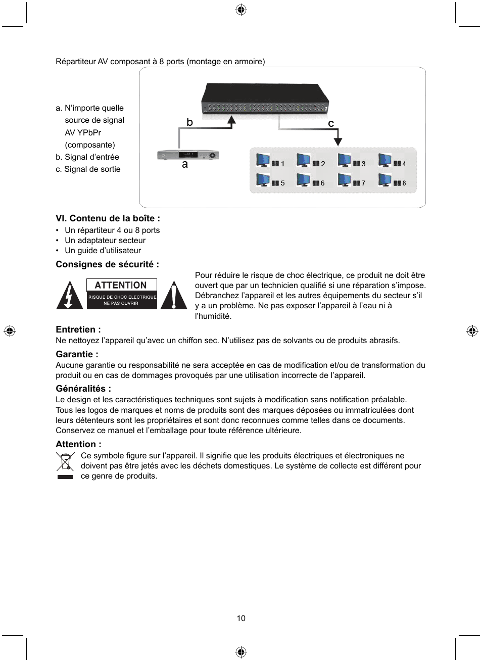 Konig Electronic 4 port component audio/video splitter User Manual | Page 10 / 44