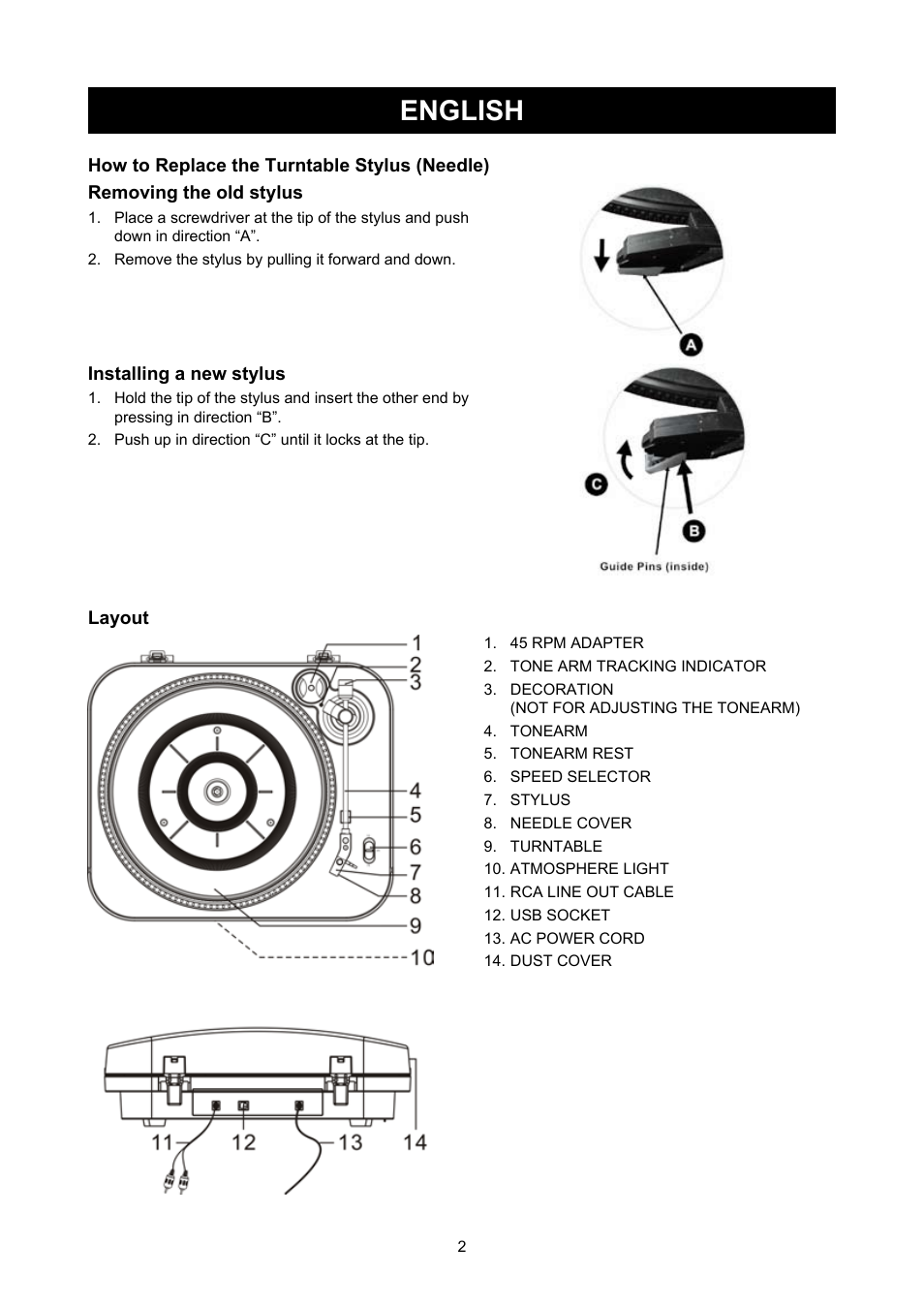 English | Konig Electronic USB turntable User Manual | Page 2 / 31