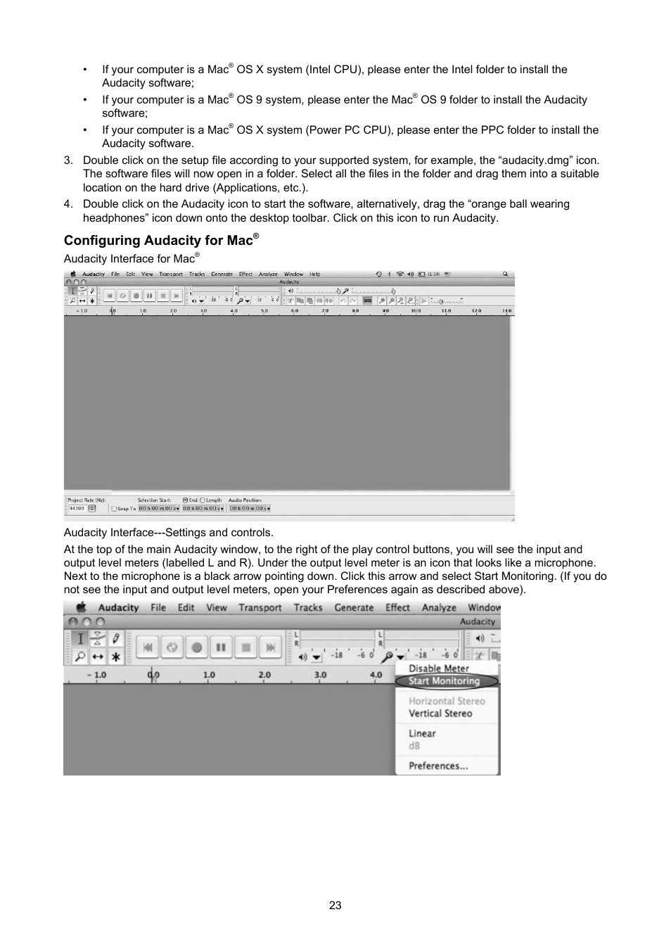 Configuring audacity for mac | Konig Electronic USB turntable User Manual | Page 23 / 31