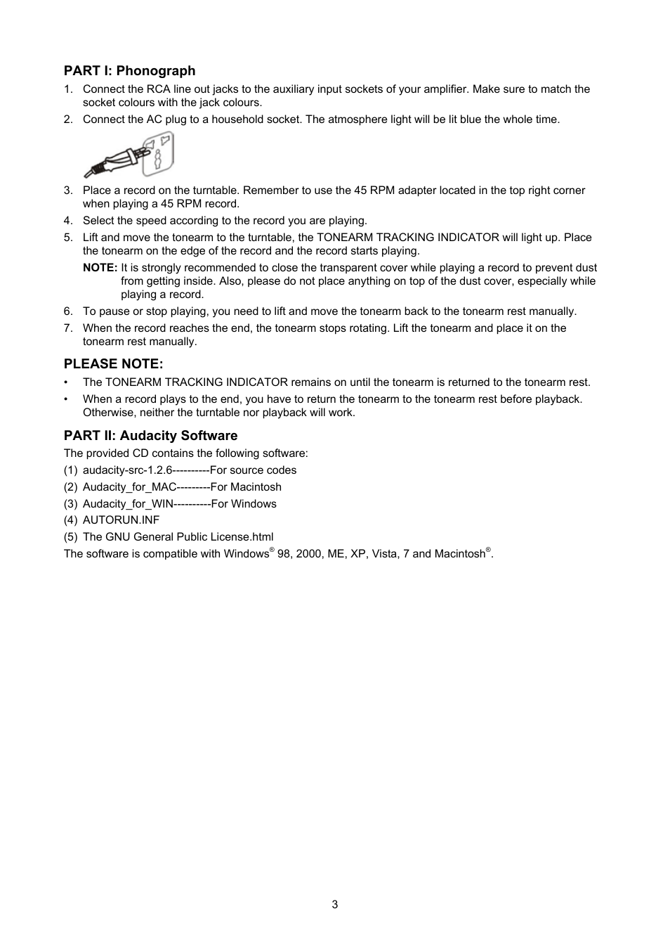 Konig Electronic USB turntable User Manual | Page 3 / 31