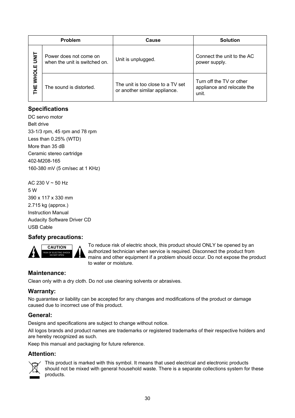 Konig Electronic USB turntable User Manual | Page 30 / 31