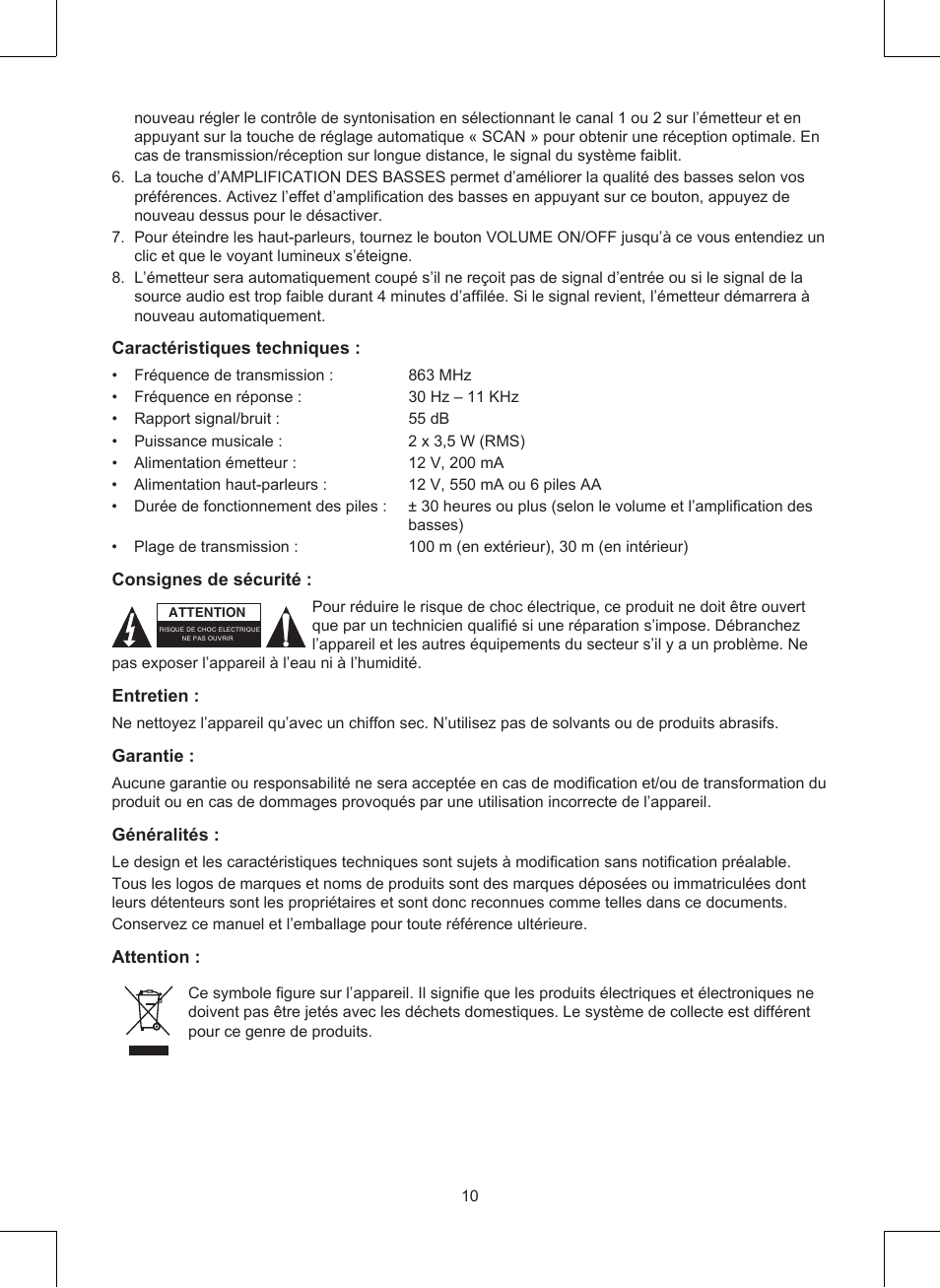 Konig Electronic Wireless RF speakers User Manual | Page 10 / 44