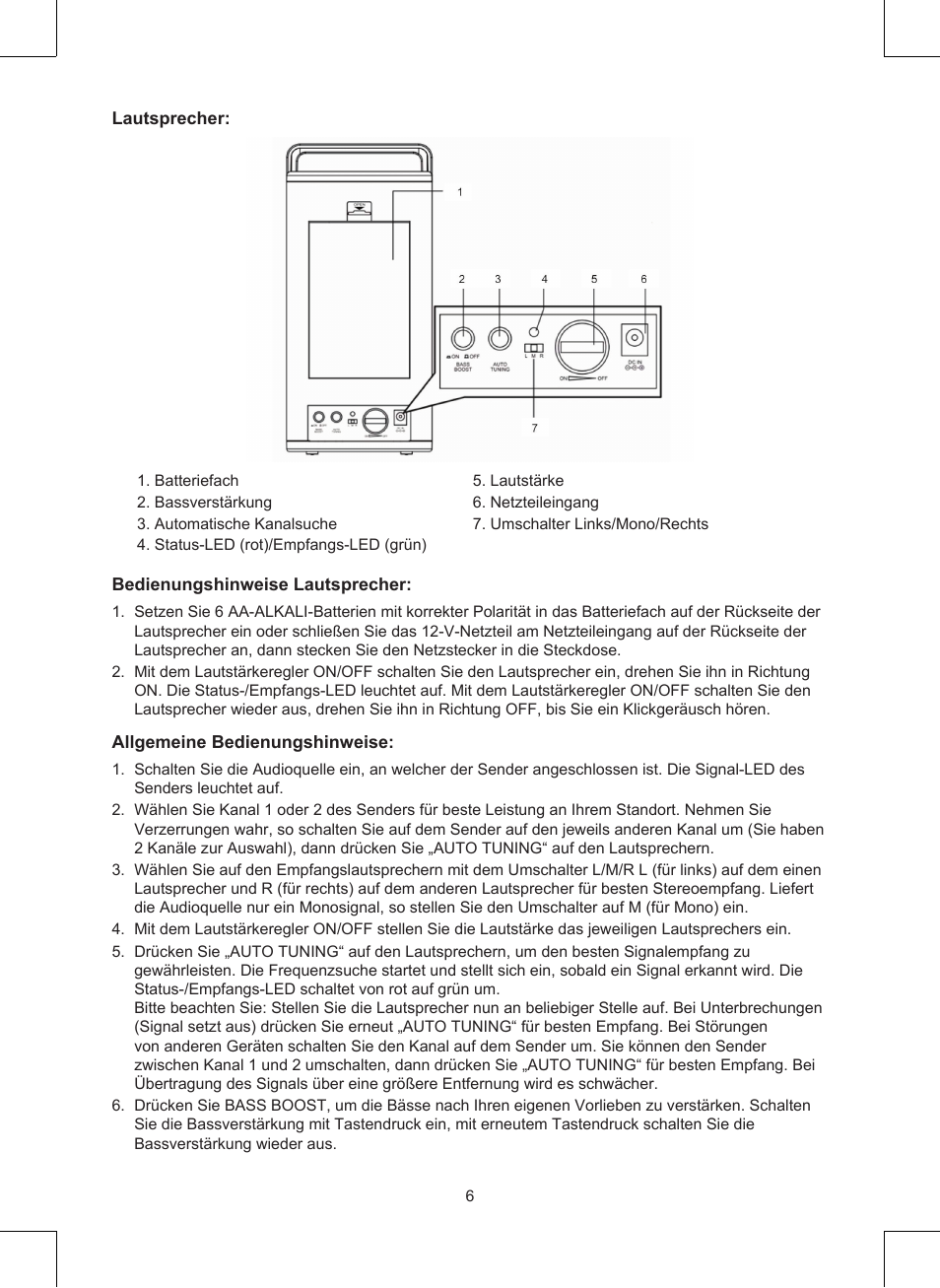 Konig Electronic Wireless RF speakers User Manual | Page 6 / 44