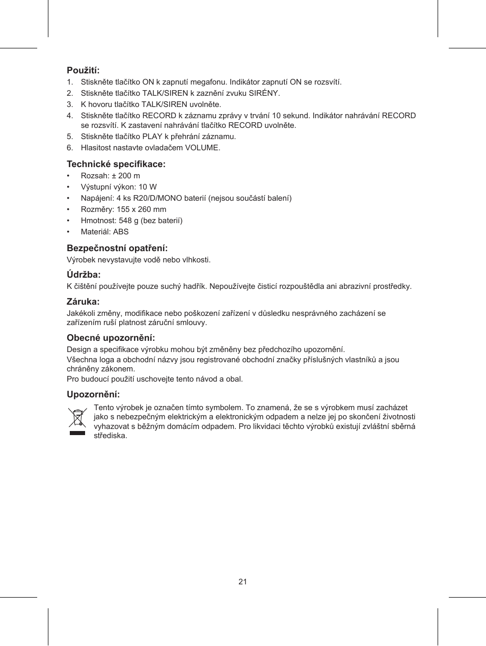 Konig Electronic Wireless RF speakers User Manual | Page 21 / 31