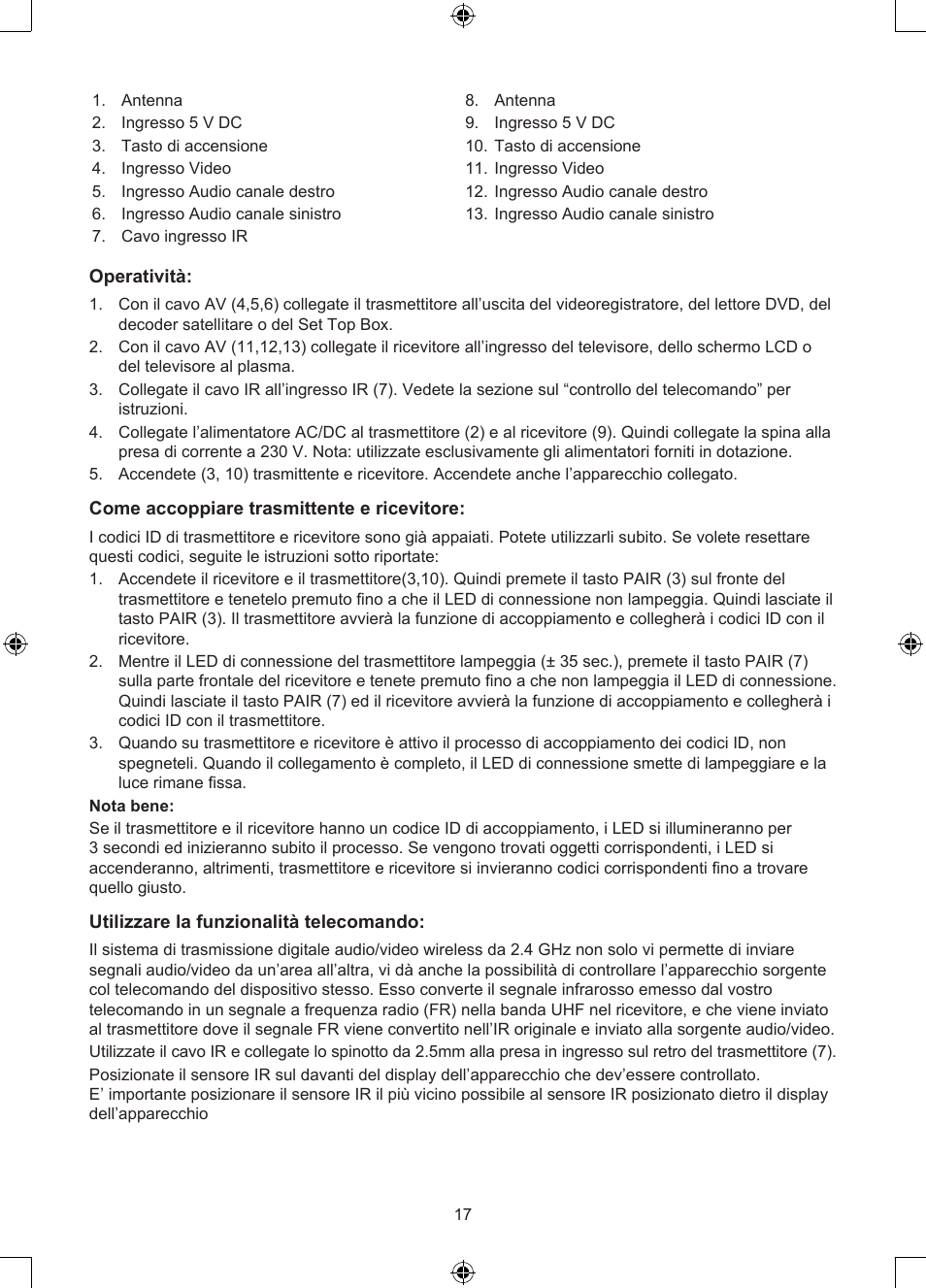 Konig Electronic 2.4 GHz digitaal audio / video system User Manual | Page 17 / 52