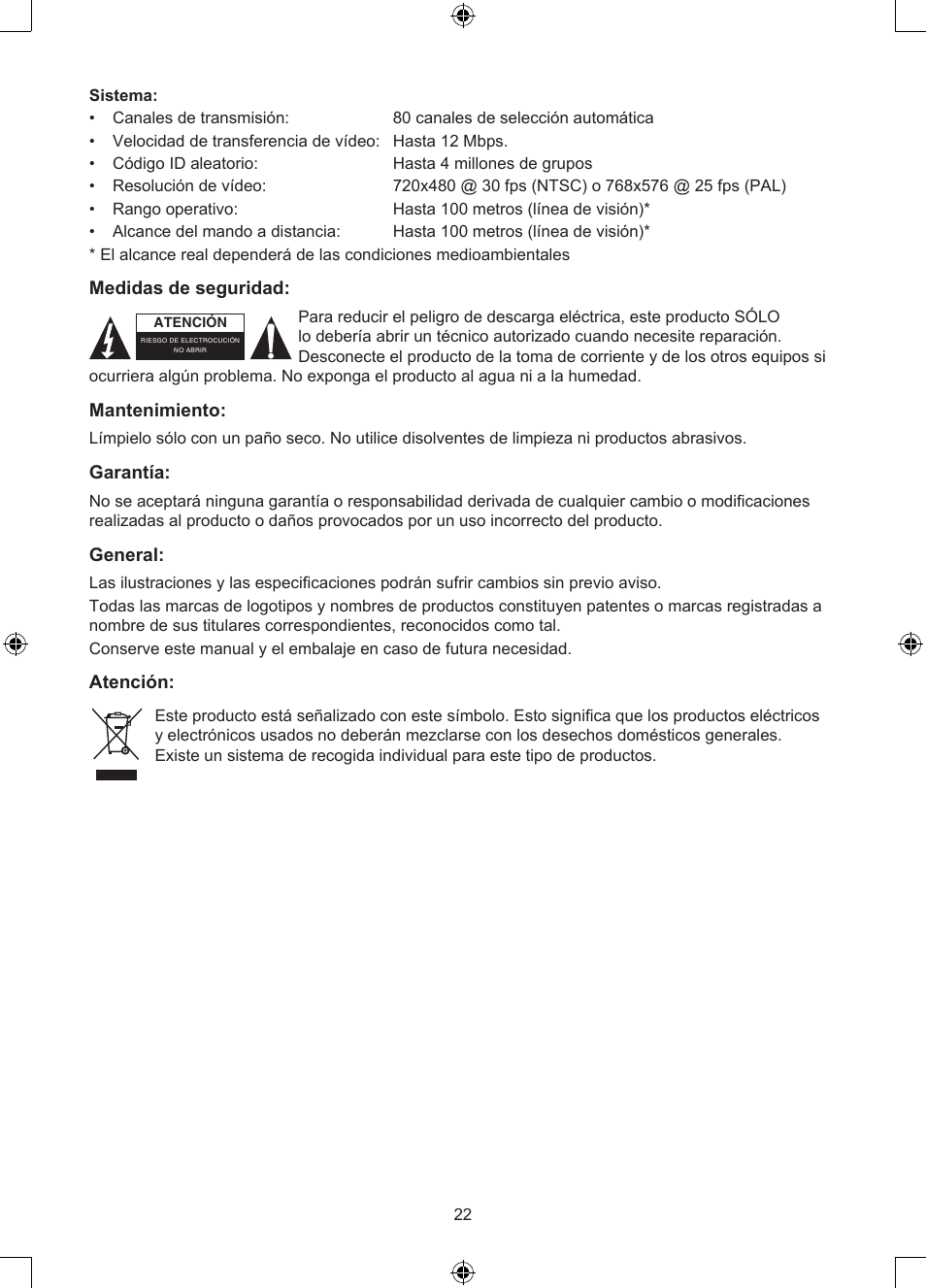 Konig Electronic 2.4 GHz digitaal audio / video system User Manual | Page 22 / 52