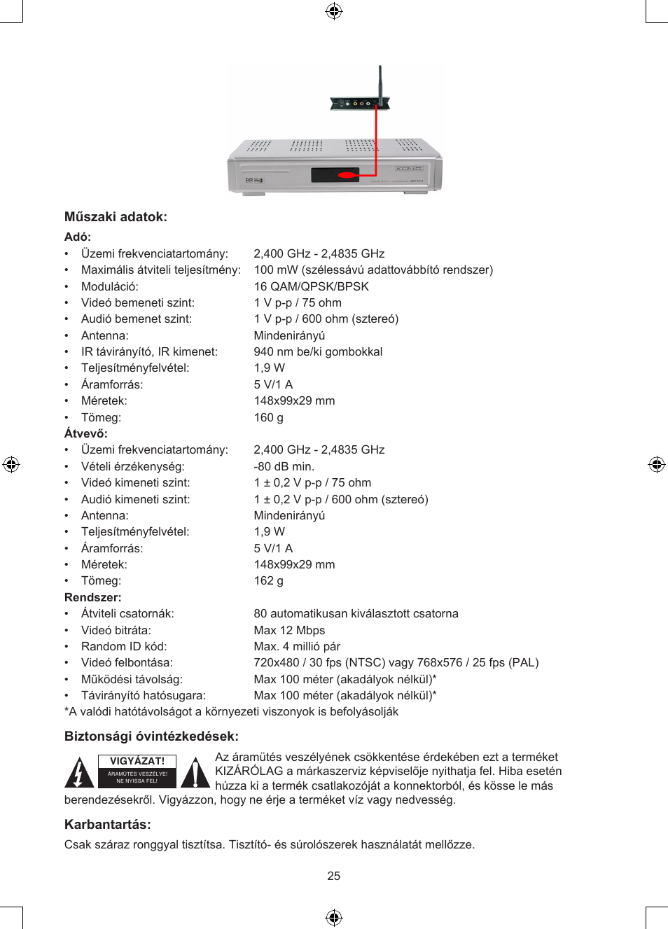 Konig Electronic 2.4 GHz digitaal audio / video system User Manual | Page 25 / 52