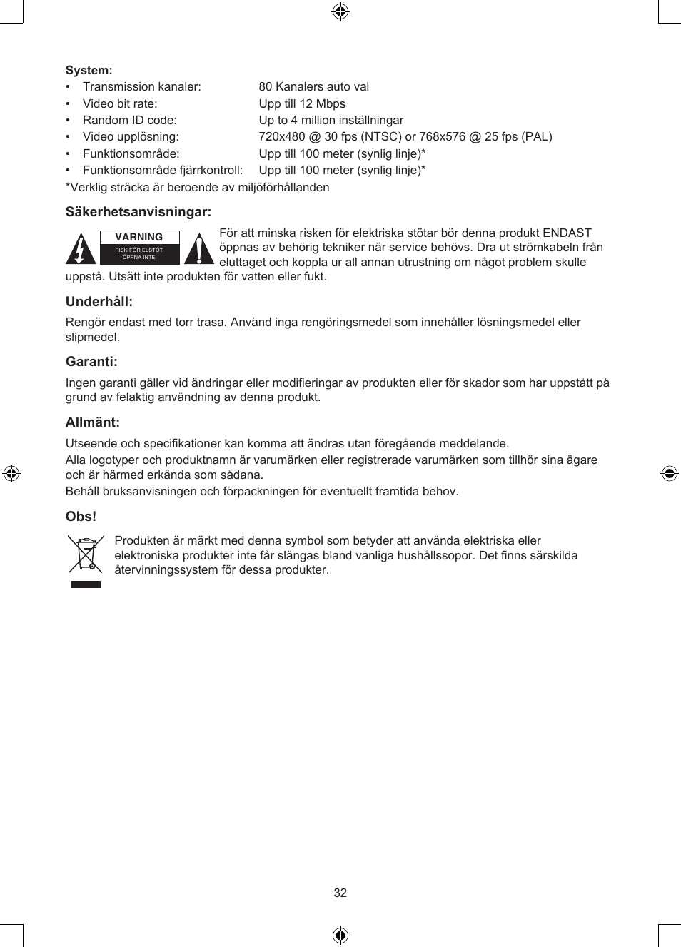 Konig Electronic 2.4 GHz digitaal audio / video system User Manual | Page 32 / 52