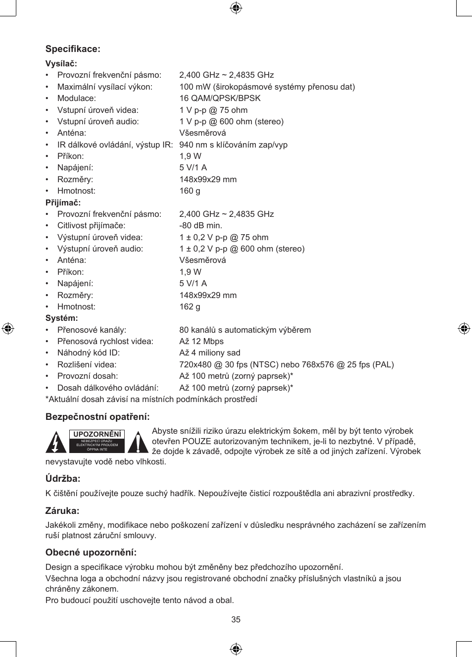 Konig Electronic 2.4 GHz digitaal audio / video system User Manual | Page 35 / 52