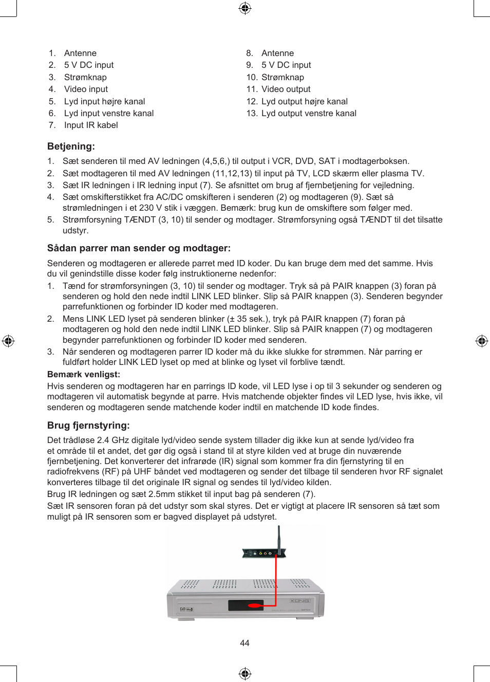 Konig Electronic 2.4 GHz digitaal audio / video system User Manual | Page 44 / 52