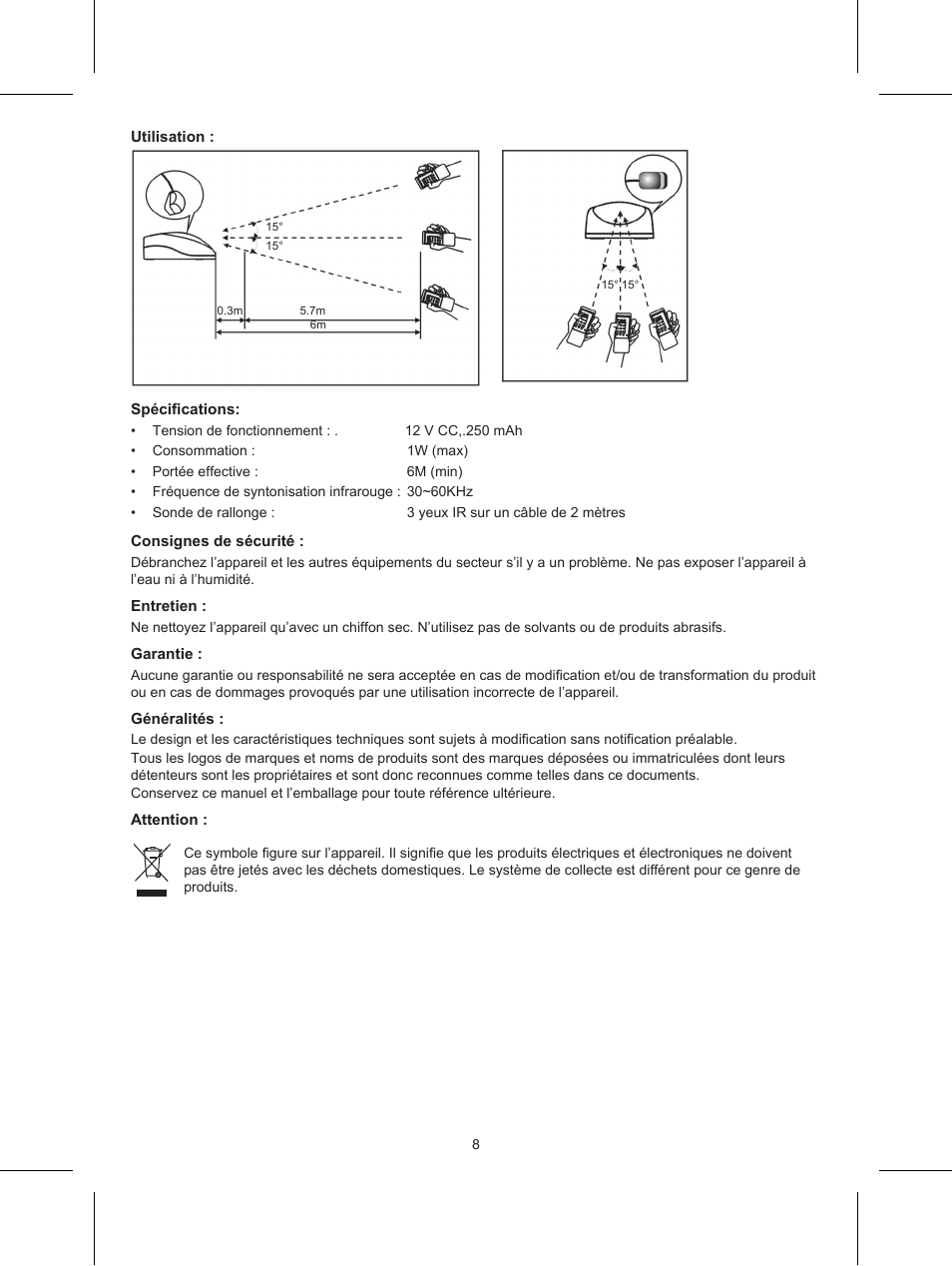 Konig Electronic IR remote control extender User Manual | Page 8 / 35