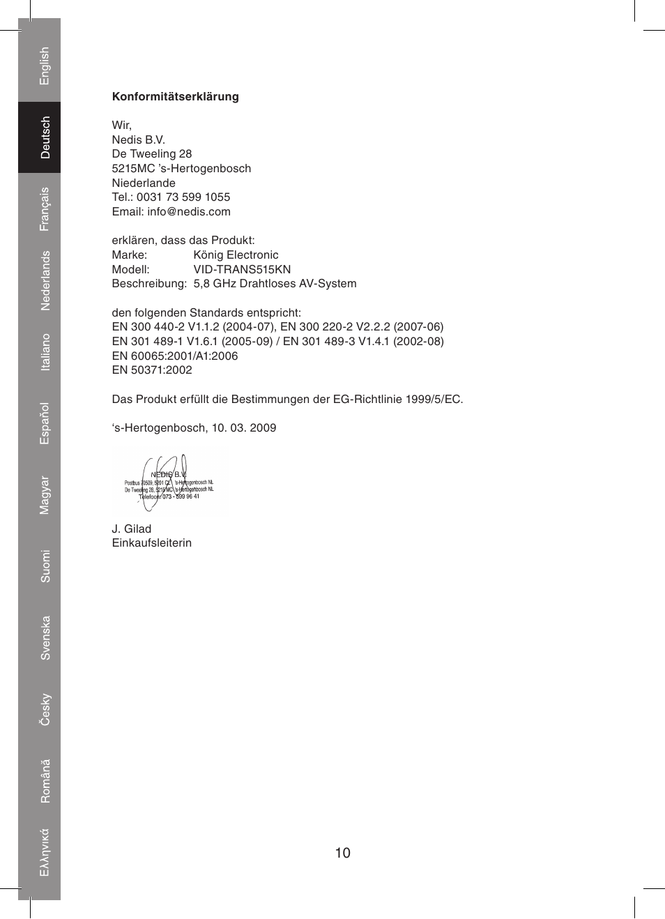 Konig Electronic 5.8 GHz wireless SCART set User Manual | Page 10 / 64