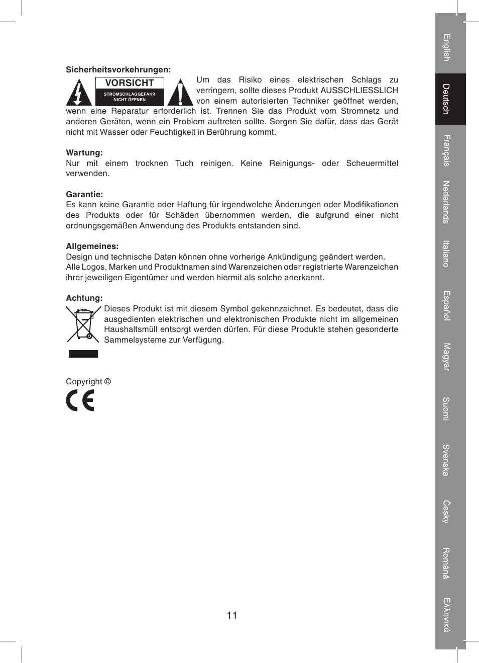 Konig Electronic 5.8 GHz wireless SCART set User Manual | Page 11 / 64