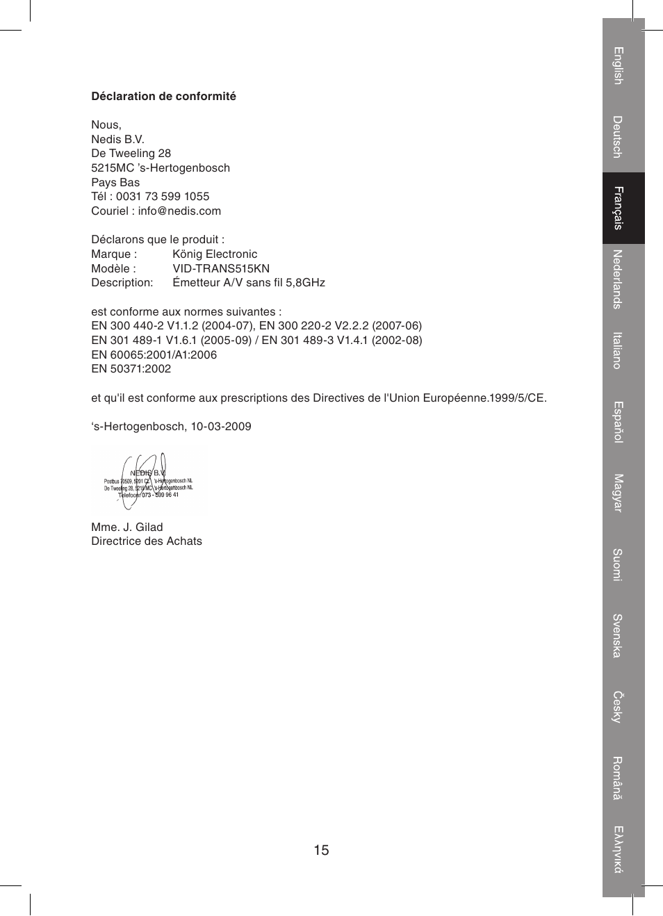 Konig Electronic 5.8 GHz wireless SCART set User Manual | Page 15 / 64