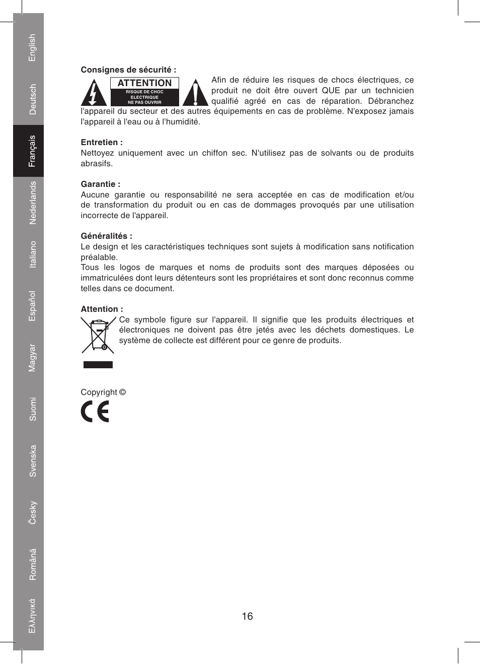 Konig Electronic 5.8 GHz wireless SCART set User Manual | Page 16 / 64