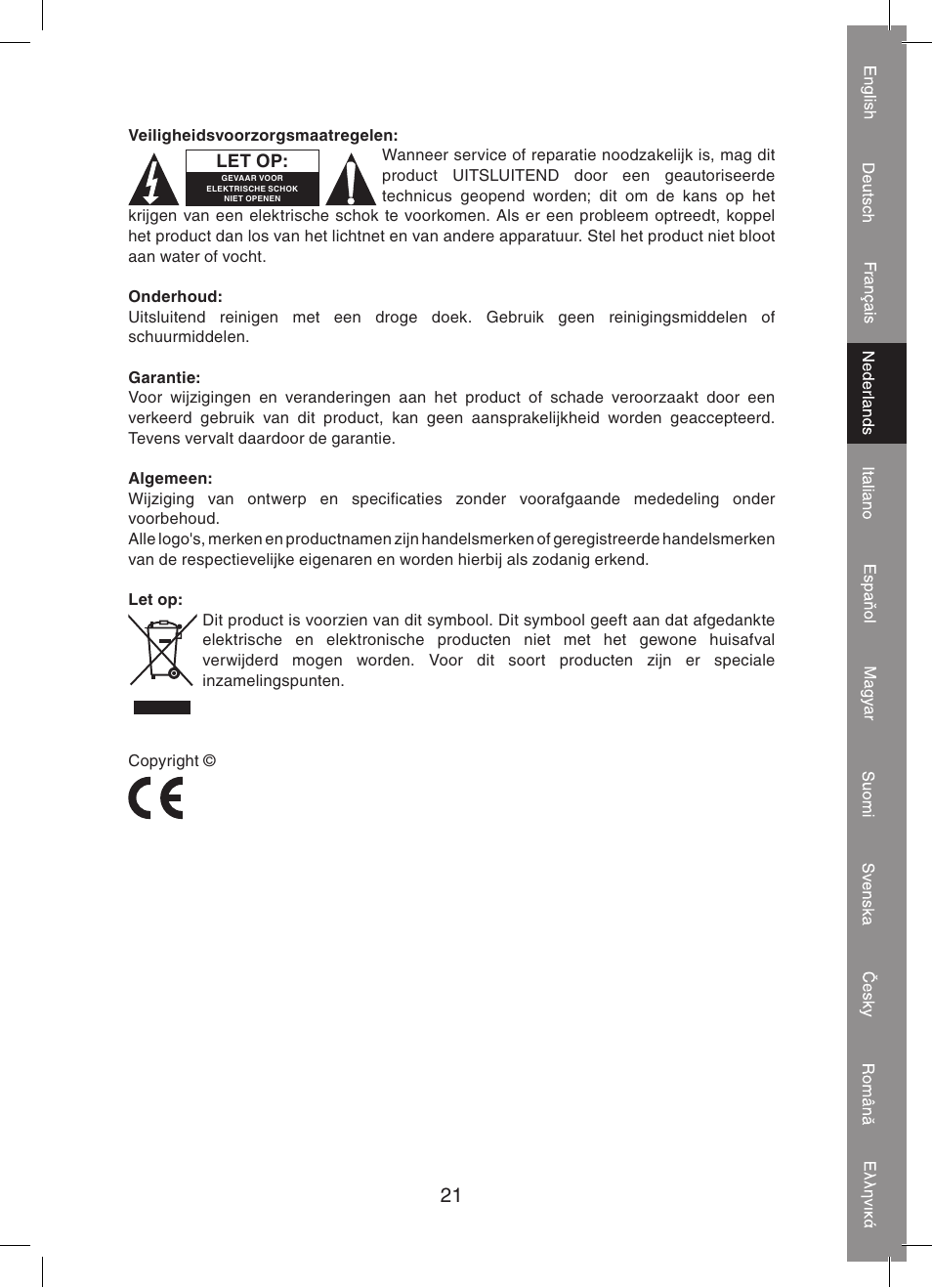 Konig Electronic 5.8 GHz wireless SCART set User Manual | Page 21 / 64