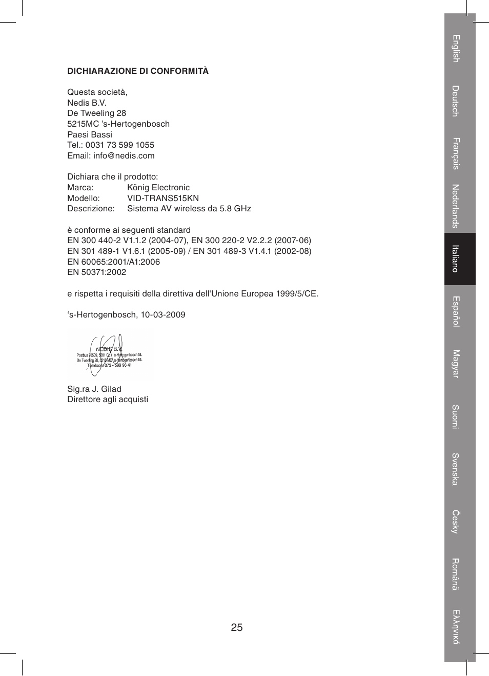 Konig Electronic 5.8 GHz wireless SCART set User Manual | Page 25 / 64