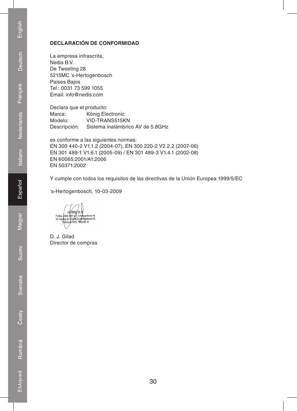 Konig Electronic 5.8 GHz wireless SCART set User Manual | Page 30 / 64