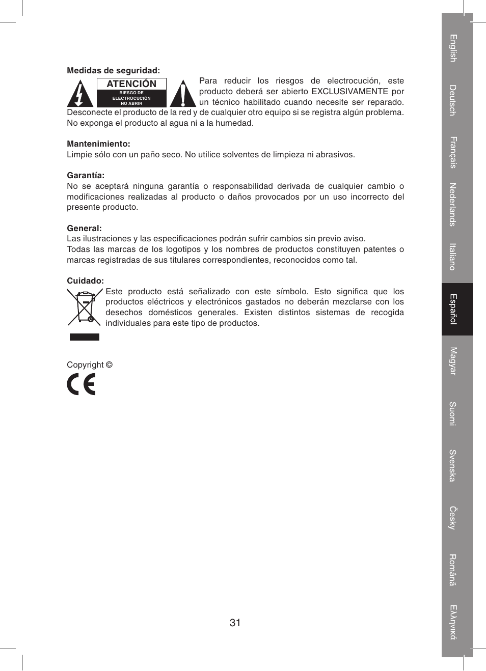 Konig Electronic 5.8 GHz wireless SCART set User Manual | Page 31 / 64