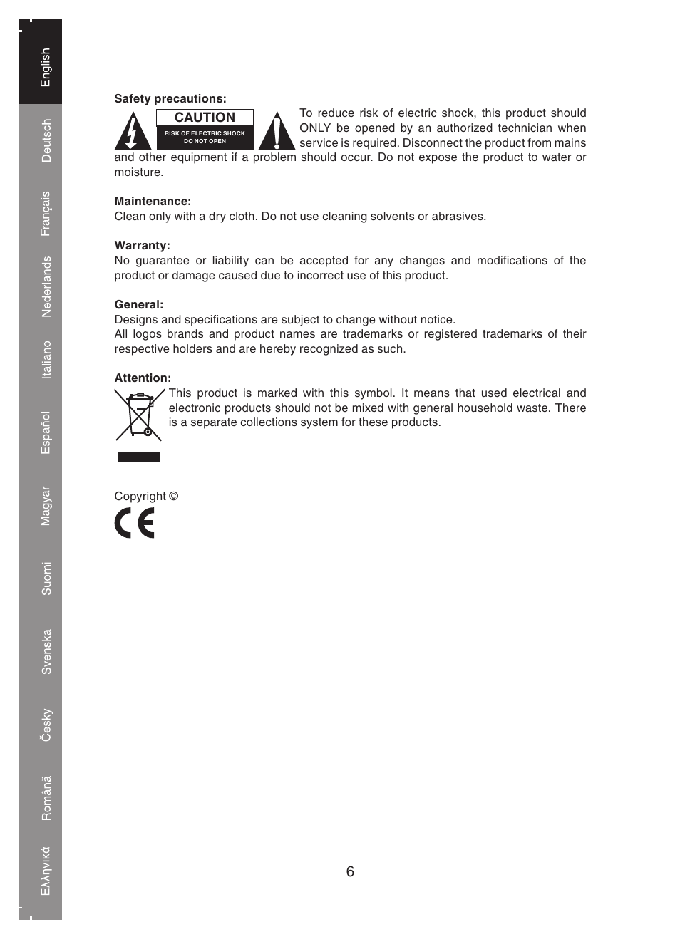 Konig Electronic 5.8 GHz wireless SCART set User Manual | Page 6 / 64